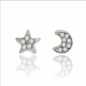 Earrings Moon and Star Zinc allow & Rhinestone
